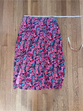 Anthropologie Vibrant Floral Midi Skirt in Pink, Blue & Purple